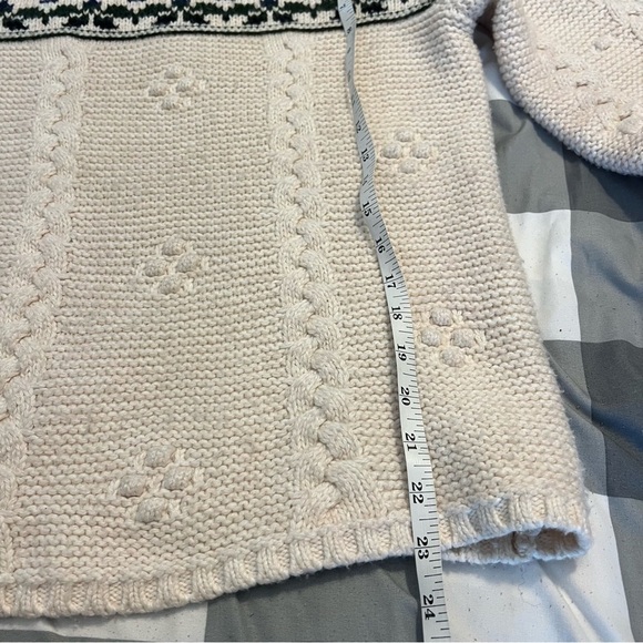 Lands' End Wool Blend Mock Neck Floral Chunky Knit Sweater Granny Size Small - Picture 11 of 12